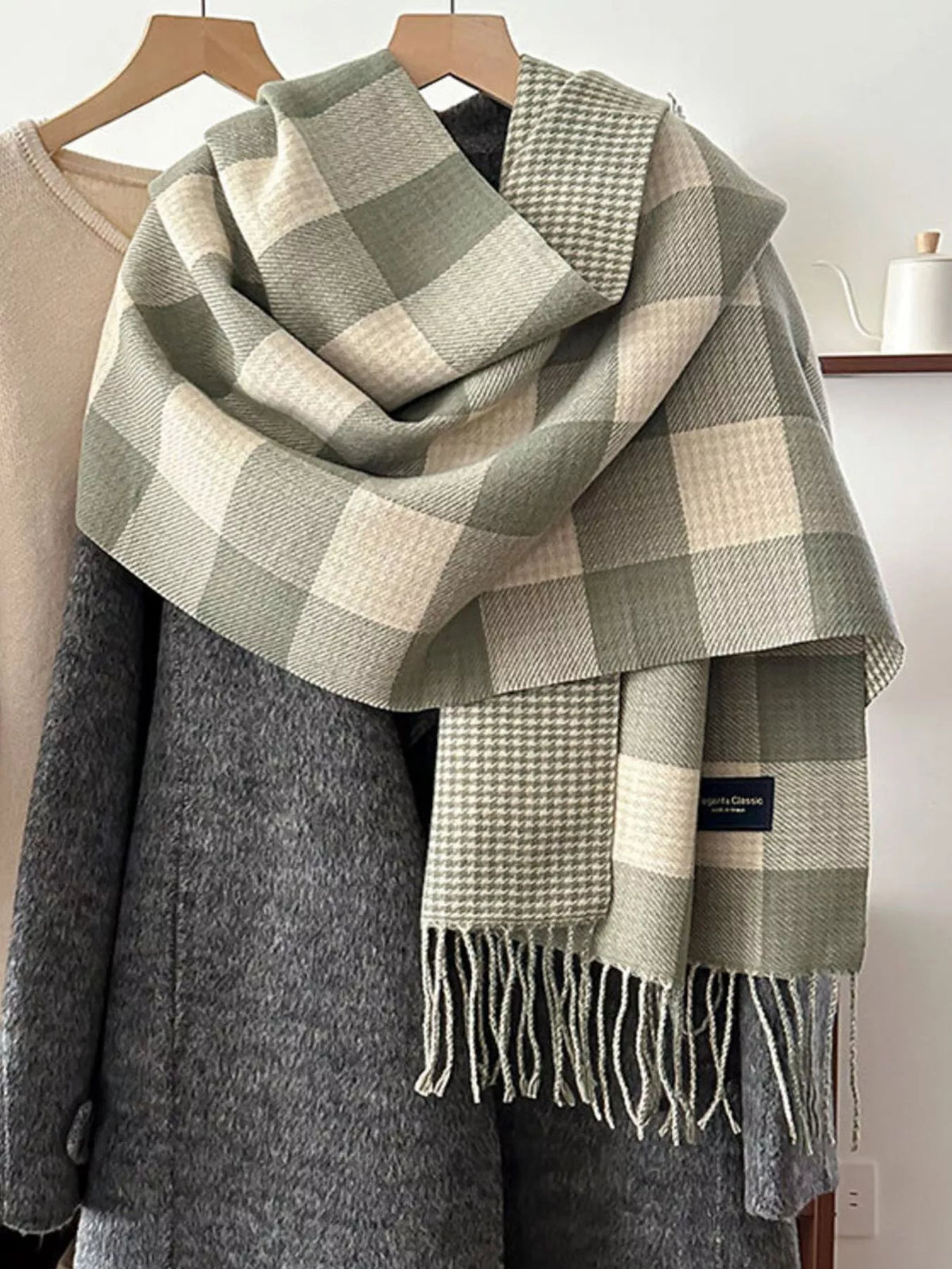 Plaid Tassel Winter Scarf
