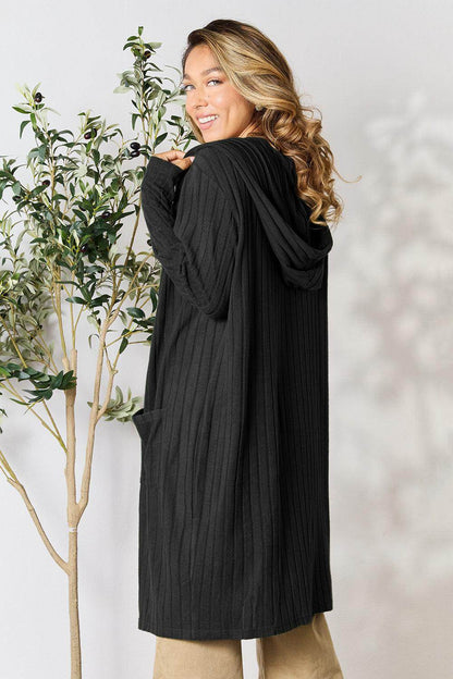 Basic Bae Full Size Hooded Sweater Cardigan for Women