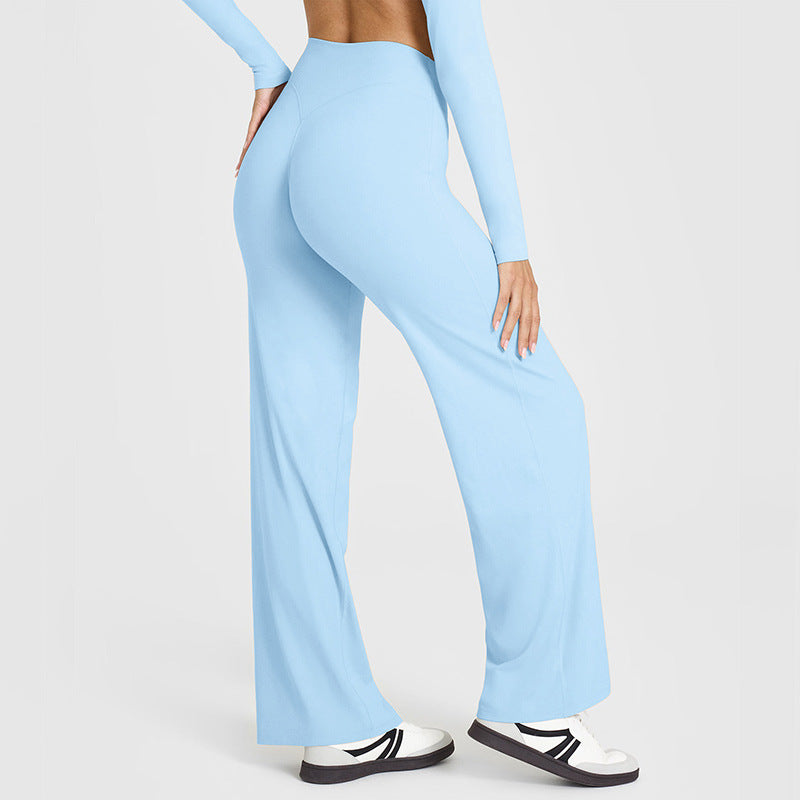 Loose Straight-leg Yoga Pants That Create A Slimming High-waisted Look