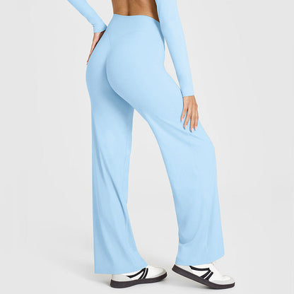 Loose Straight-leg Yoga Pants That Create A Slimming High-waisted Look