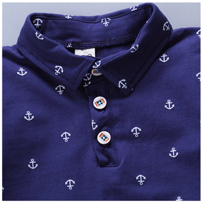 Anchor printed boy boy suit Korean short sleeve spring summer children&