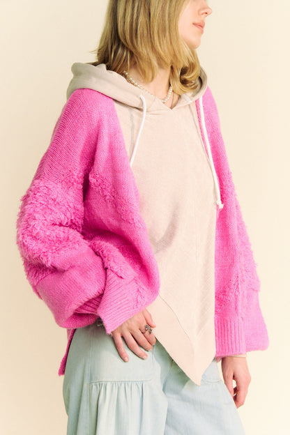 Back To School Sweater - Davi &amp; Dani Side Slit Open Front Long Sleeve Cardigan