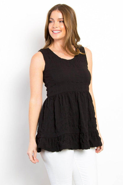 Be Stage Ruffled Sleeveless Babydoll Top for Summer Style