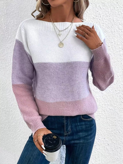 Color Block Long Sleeve Sweater