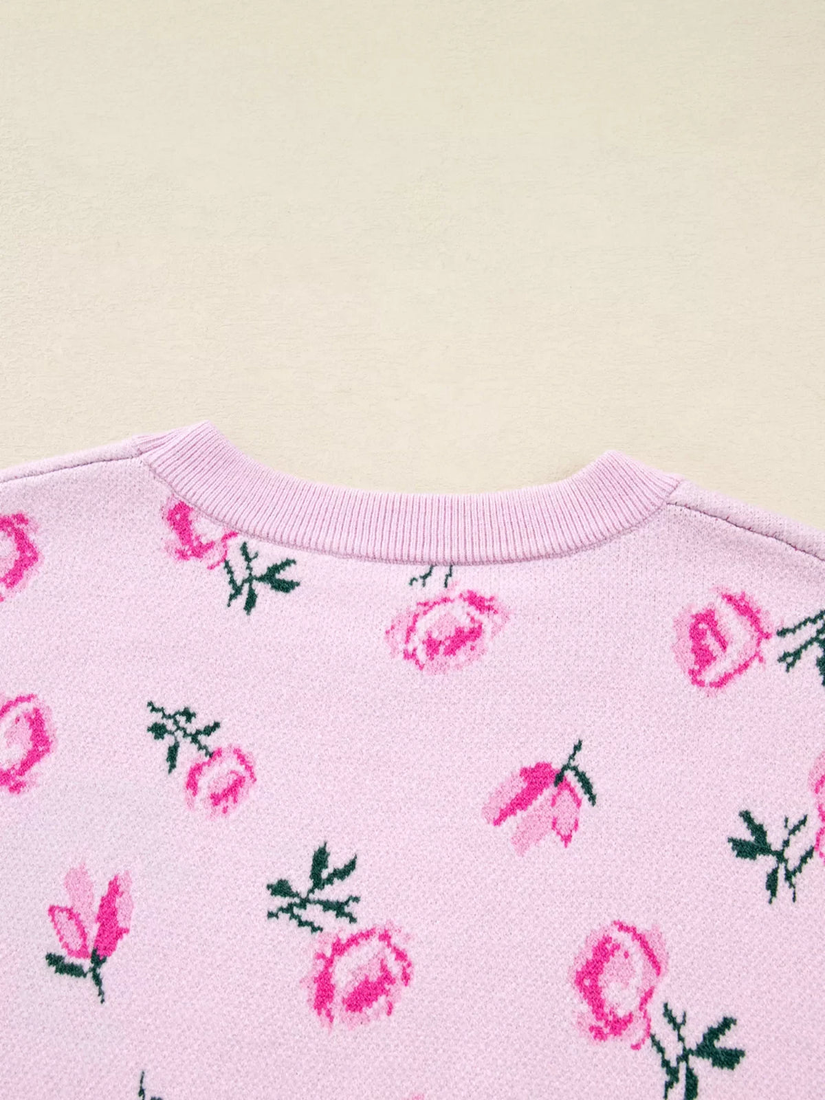 Floral Drop Shoulder Cropped Sweater