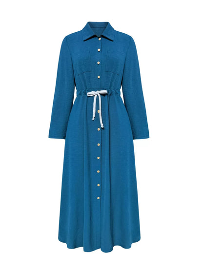 Button Front Midi Shirt Dress