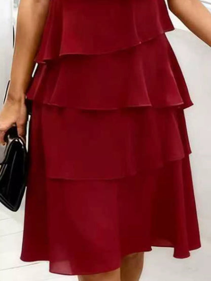 Full Size Ruffled Layered Petal Sleeve Dress Plus Size