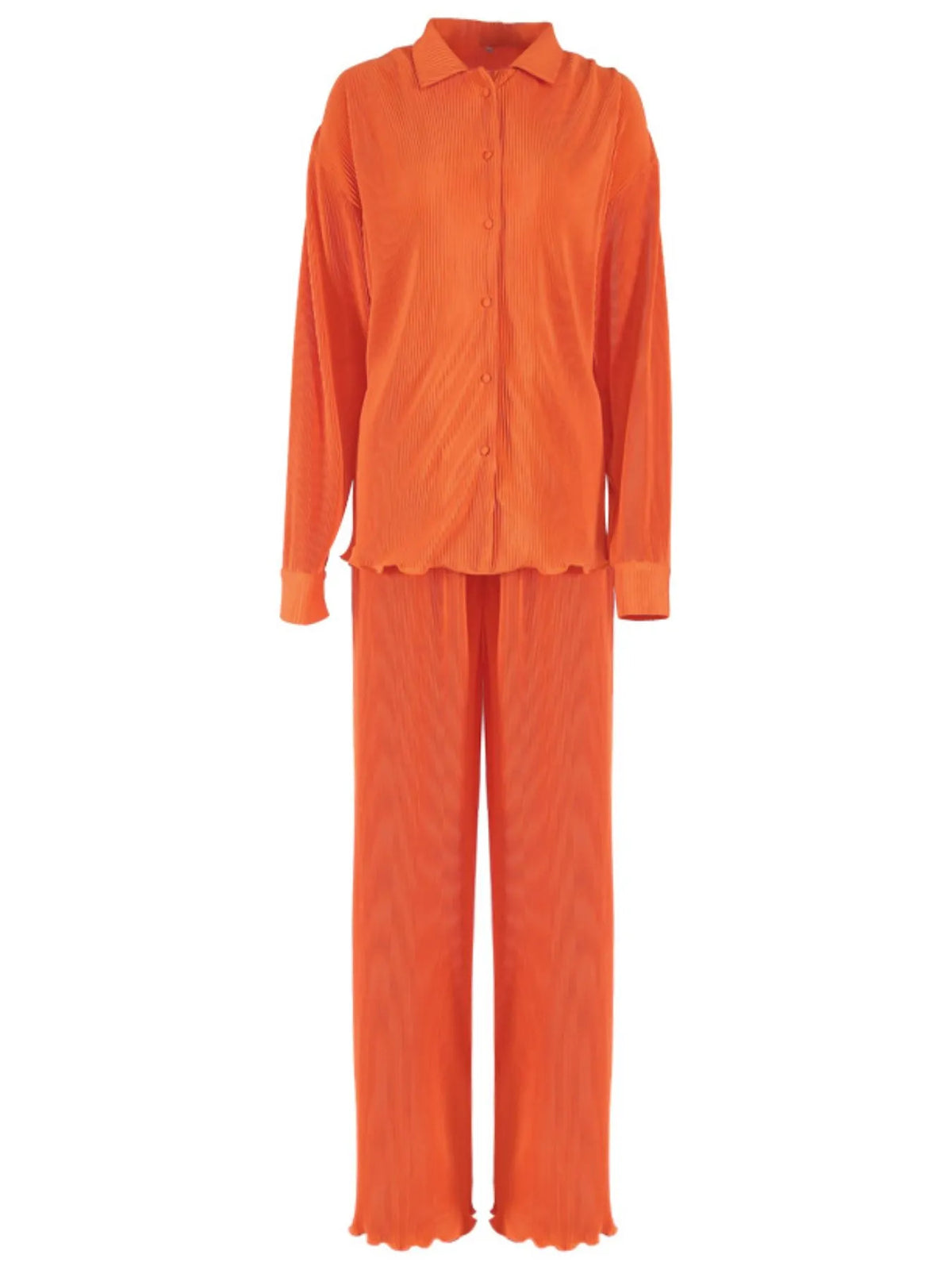 Button Up Long Sleeve Top and Pants Set