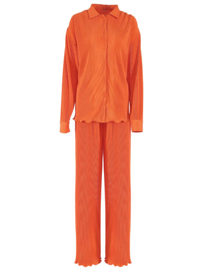 Button Up Long Sleeve Top and Pants Set
