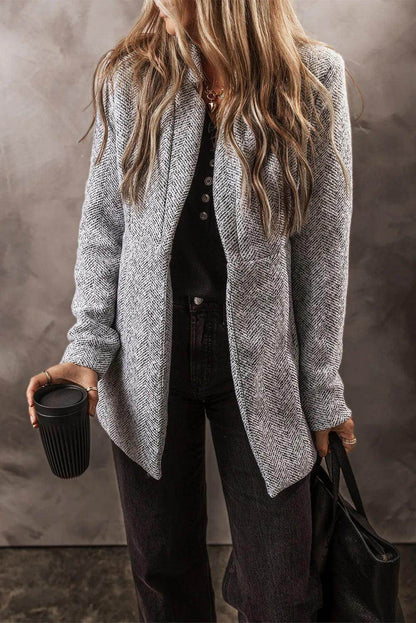 Open Front Long Sleeve Jacket for Women Casual Wear