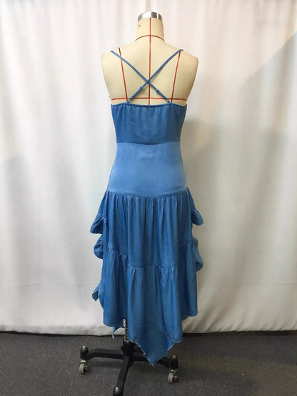 Full Size Ruffle Hem High-Low Cami Dress Plus Size