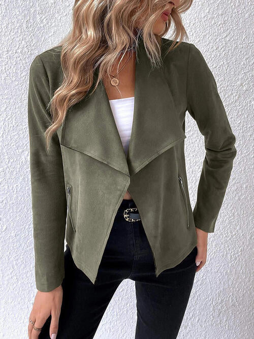 Classic Minimalist Collared Long Sleeve Jacket for Women – Minimalist &amp; Lightweight Everyday Outerwear