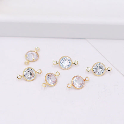 Geometric Zircon Bezel Set Pendant - Gold Plated Color Retention Charm for DIY Earring Jewelry Making Accessories