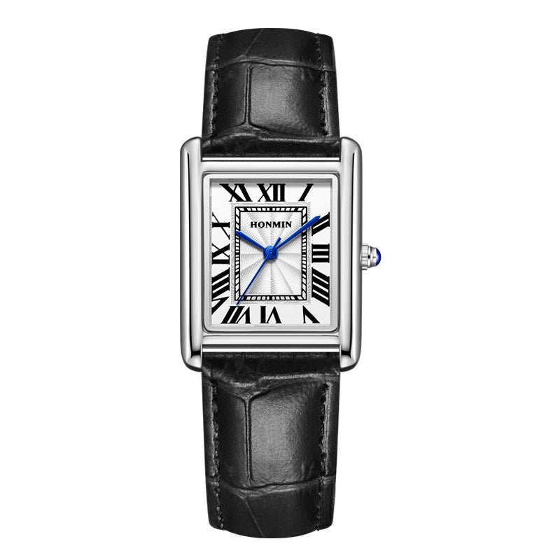 Couple Leather Watch Strap Simple Square Student&