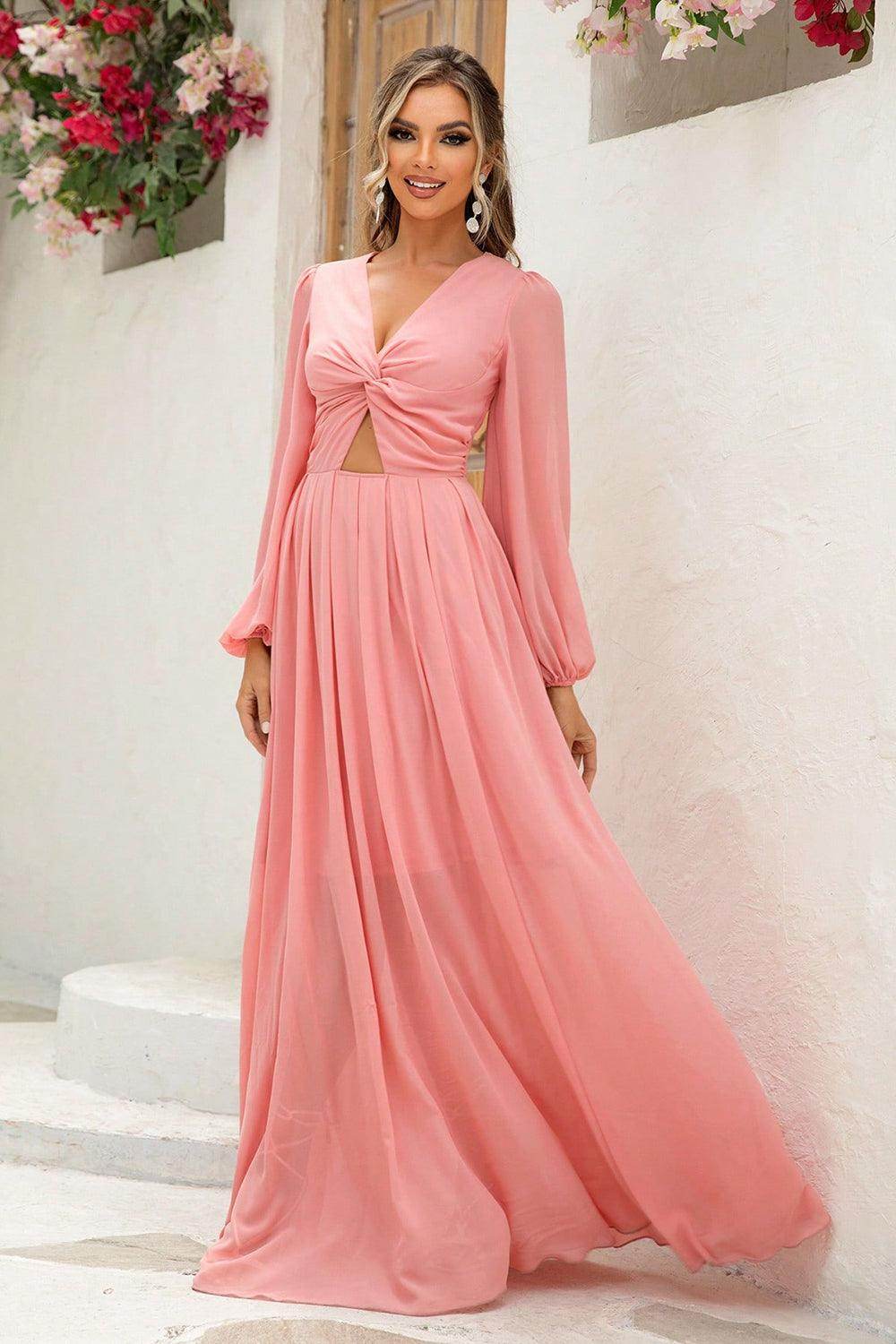 Twist Front Cutout Long Sleeve Dress for Elegant Style