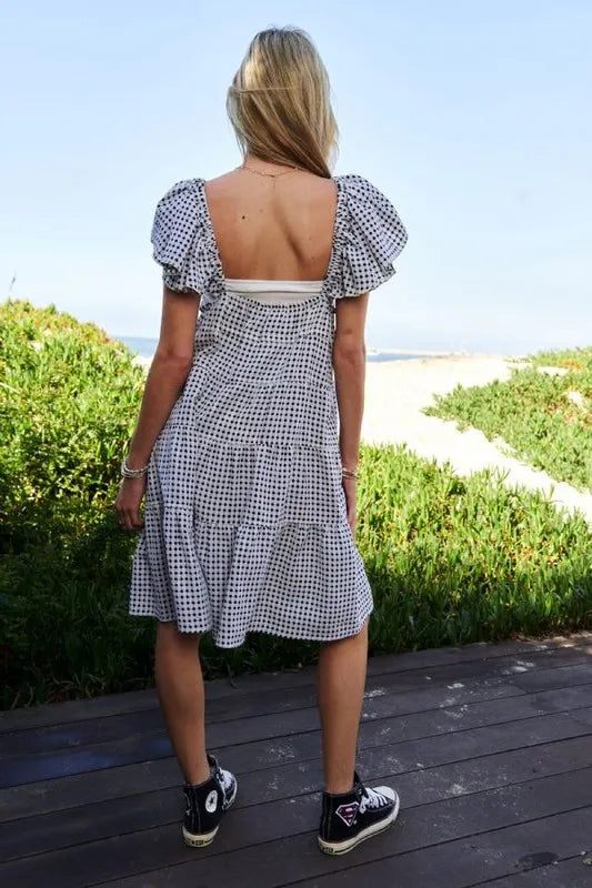 Davi &amp; Dani Jacquard V-Neck Flutter Cap Sleeve Tiered Dress