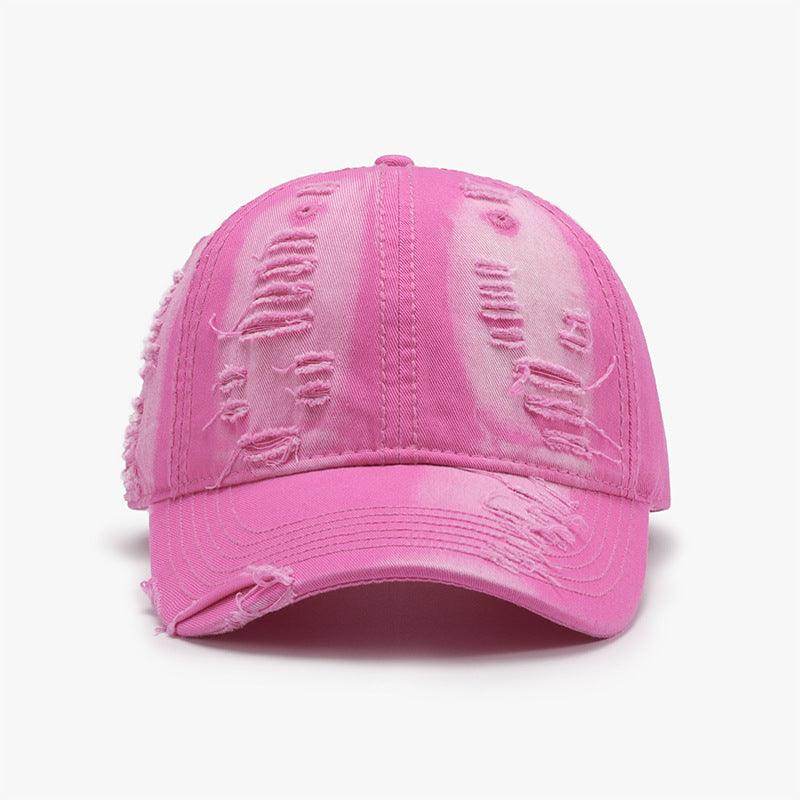 Distressed Adjustable Cotton Baseball Cap for Everyday Wear
