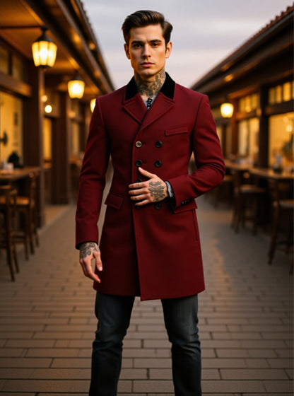Mens Lined Wool Coat For Fall And Winter