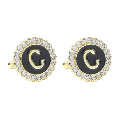 Round Diamond French Cufflinks Men&