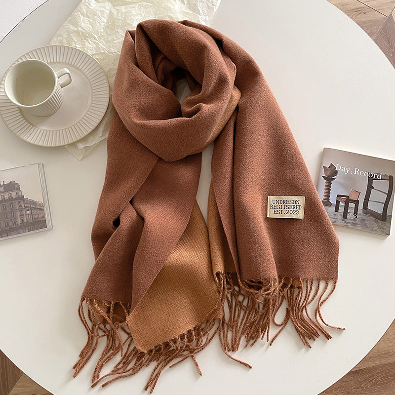 Double-sided Artificial Cashmere Scarf Women&