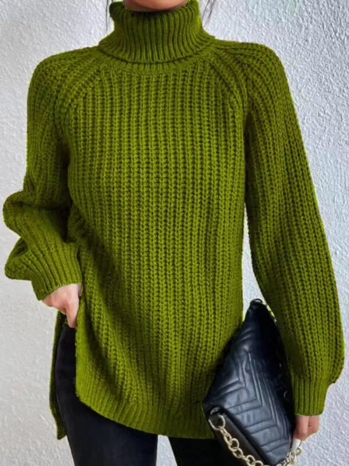 Full Size Turtleneck Long Sleeve Sweater Plus Size