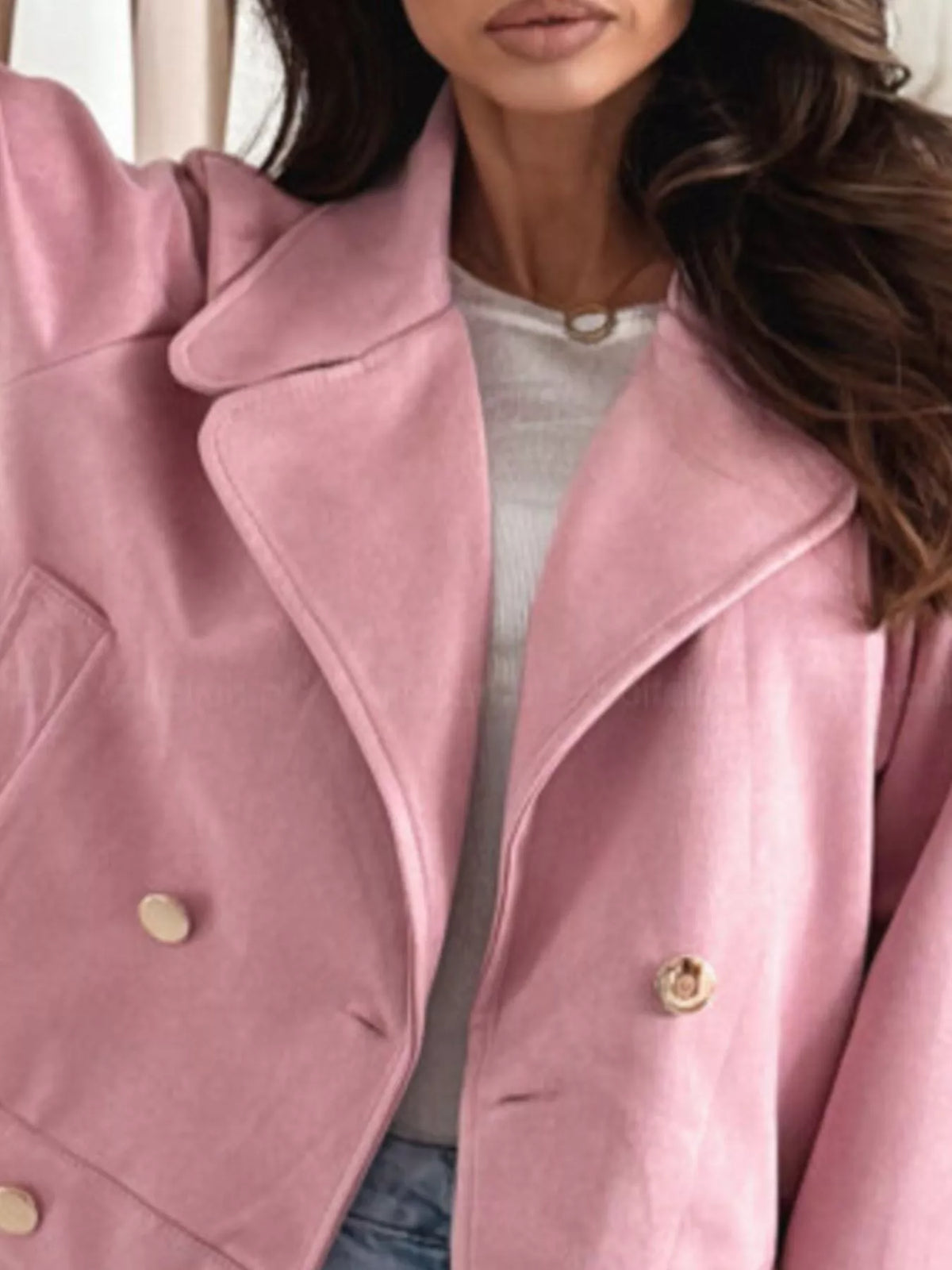 Double-Breasted Lapel Collar Jacket