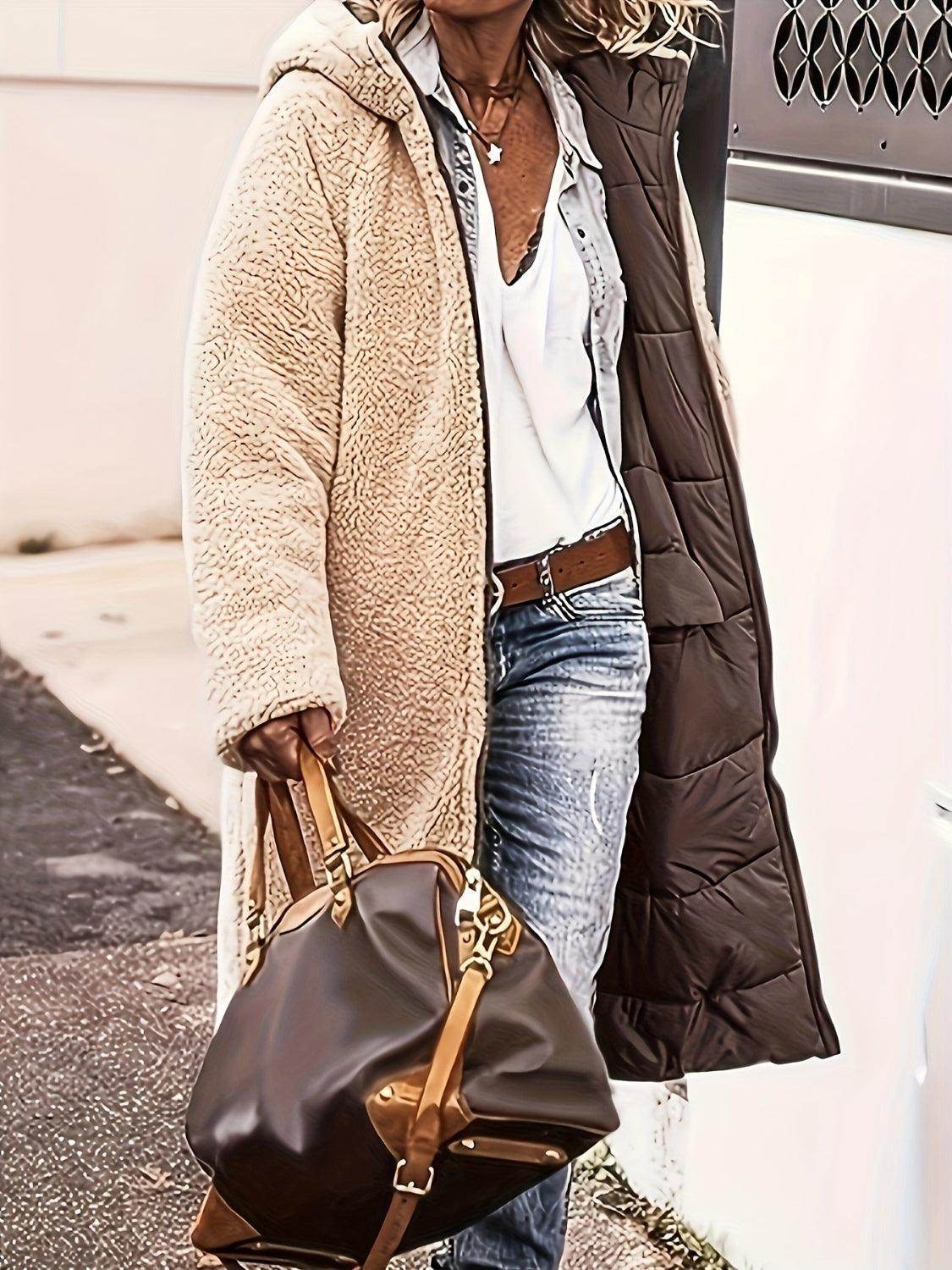 Full Size Zip Up Sherpa Hooded Coat for Women and Plus Size