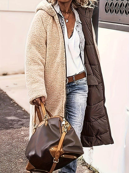 Full Size Zip Up Sherpa Hooded Coat for Women and Plus Size