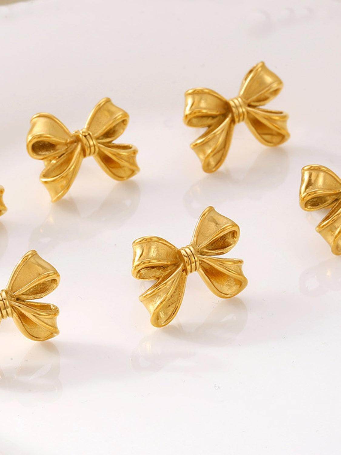 3 Piece Pearl Necklace Bow Necklace and Stud Earrings Set
