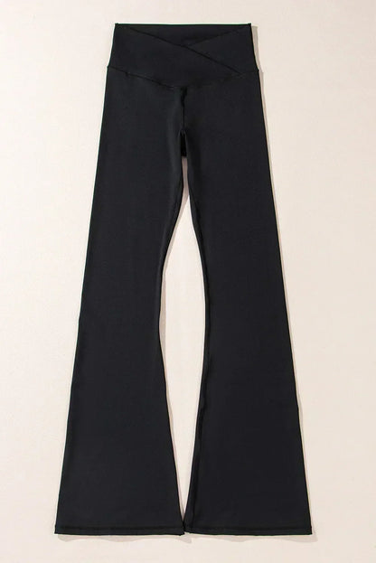 Dark Grey V Shape High Waist Flared Leggings
