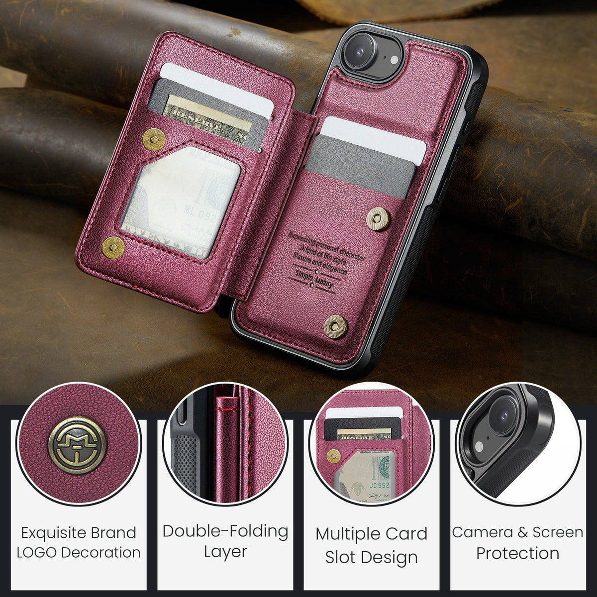 For IPhone17 Magsafe Wallet Magnetic Card Holder RFID Blocking, PU Leather Minimalist Phone Wallet Compatible with MagSafe Phones and Cases for iPhone 16/15/14/13/12/Pro/Max/Plus