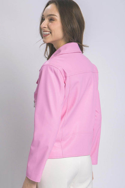 Love Tree Collared Neck Zip Up Jacket for Stylish Layering