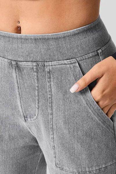 High Waist Straight Leg Cargo Jeans for Modern Style