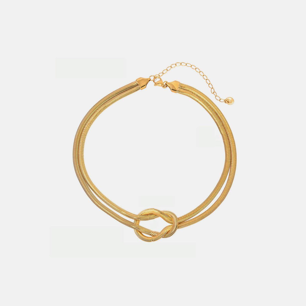 Double Layered Knot Herringbone Choker Necklace in Silver