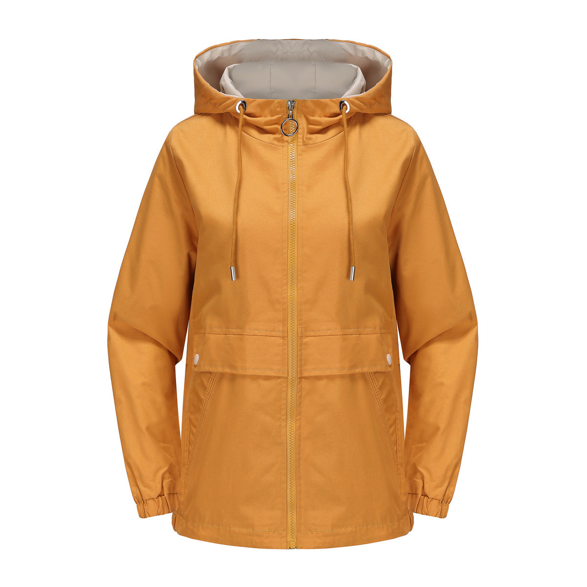 New Hooded Solid Color Trench Coat For Women