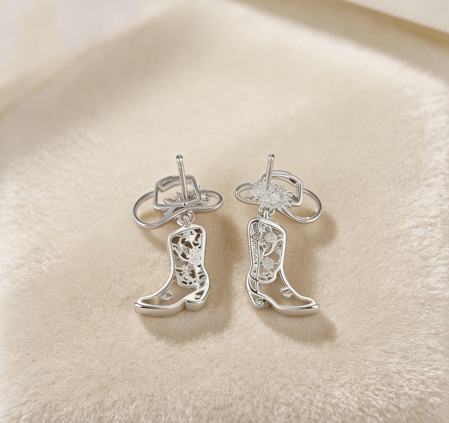 Hollow Cowboy Boot &amp; Hat Earrings