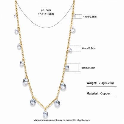 Gradient Water Drop Rhinestone Necklace Set For Women