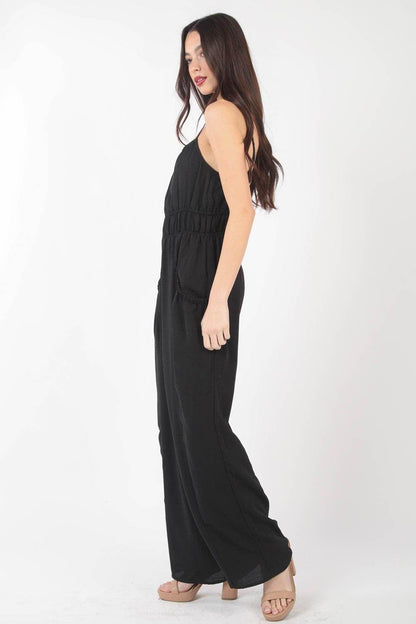 Very J Pintuck Detail Woven Sleeveless Jumpsuit Chic