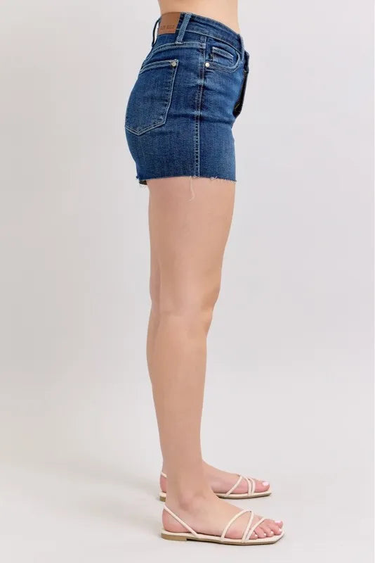 Judy Blue Full Size High Waist Criss-Cross Waistband Denim Shorts Plus Size