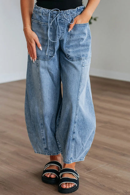 Wide Leg Drawstring luxury Jeans