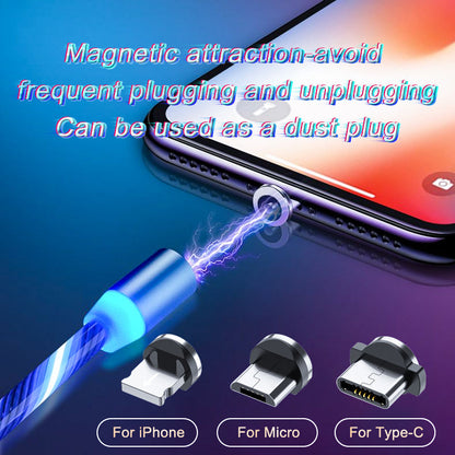 Magnetic Fast Charging Cable Type-C Micro USB LED