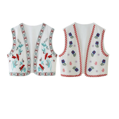 Retro Style Embroidered Vest Top