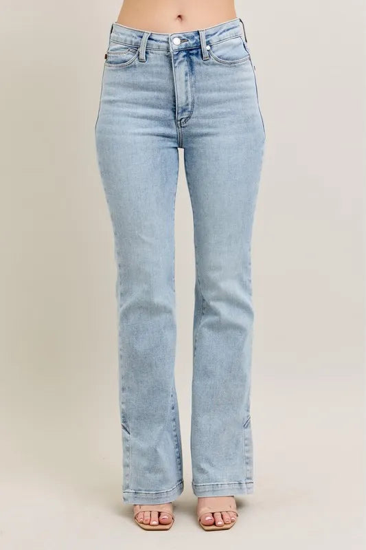 Judy Blue Full Size Tummy Control Vintage Wash Side Slit Slim Boot Jeans Plus Size