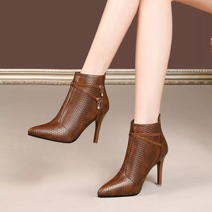 Pointed-Toe Stiletto Ankle Boots