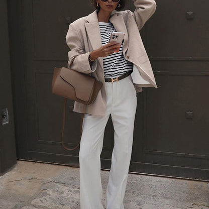 Womens Stylish And Elegant Solid-color Wool Blazer