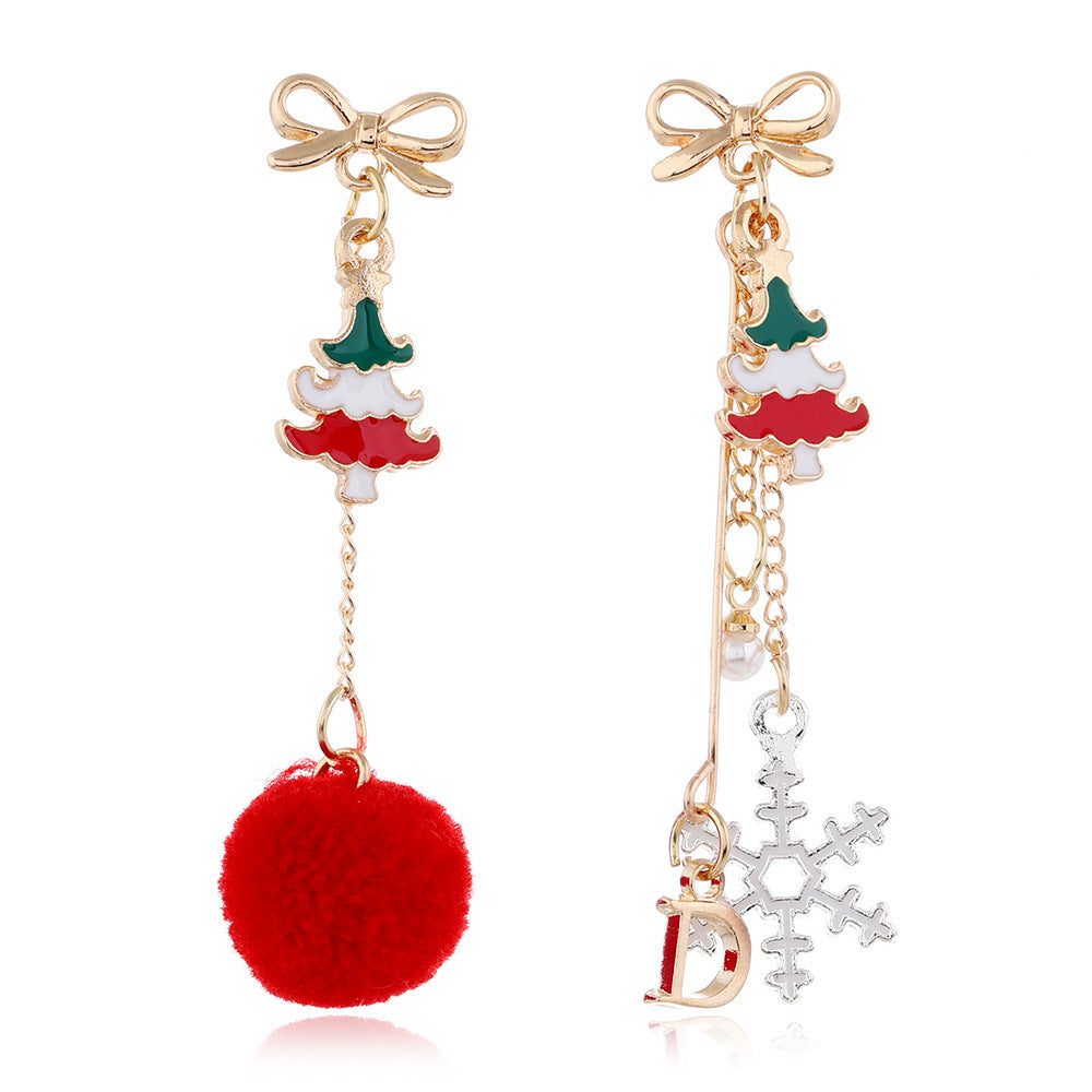European American Christmas Snowflake Earrings