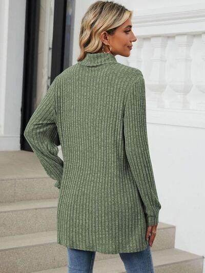 Ribbed Mock Neck Long Sleeve T-Shirt for Women Stylish Wear