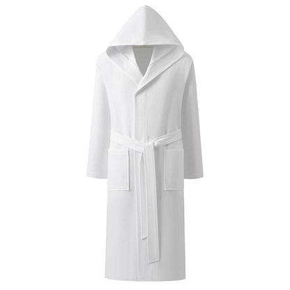 Mens Pure Cotton Hooded Bathrobe