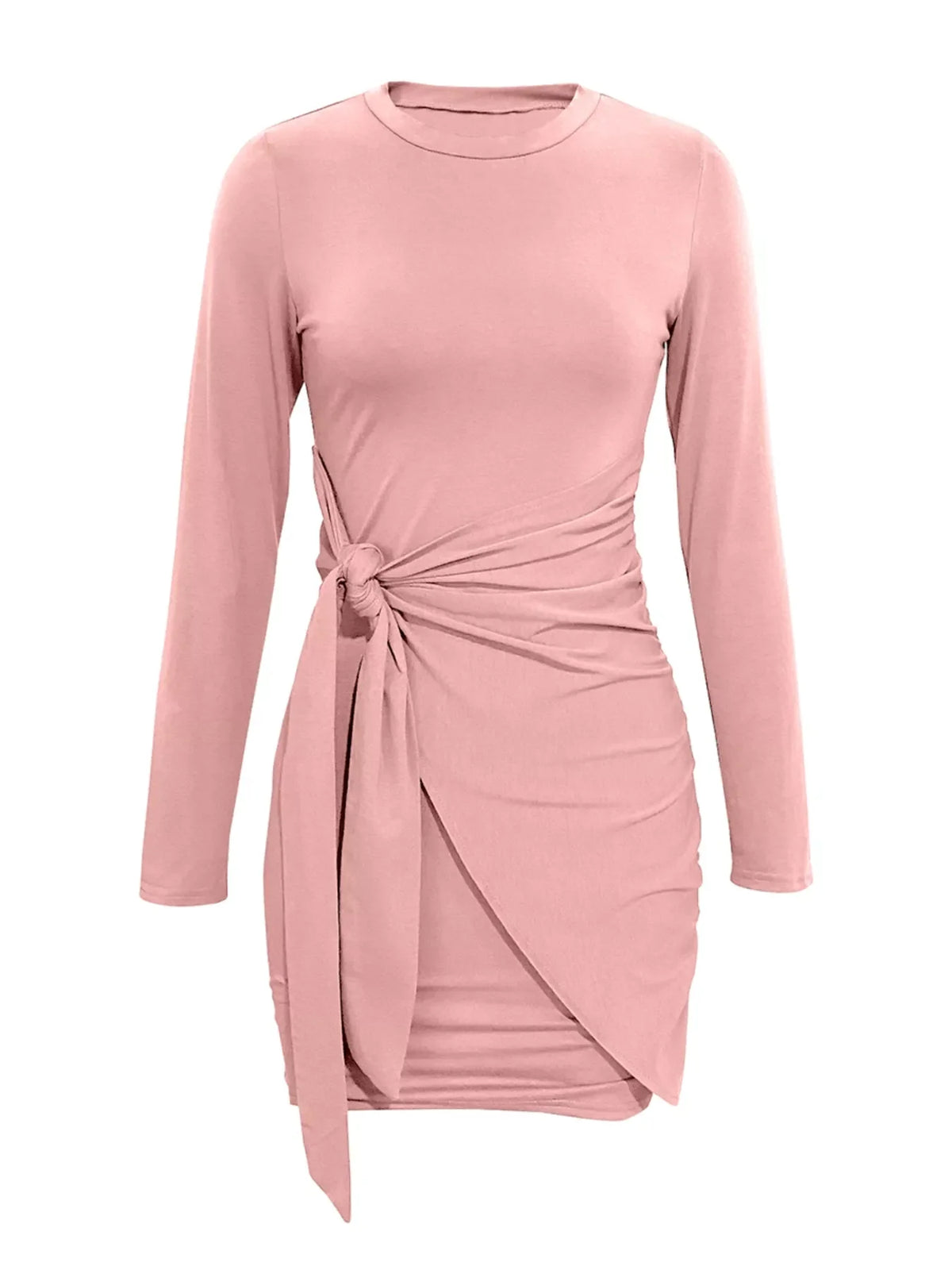 Round Neck Long Sleeve Bodycon Dress