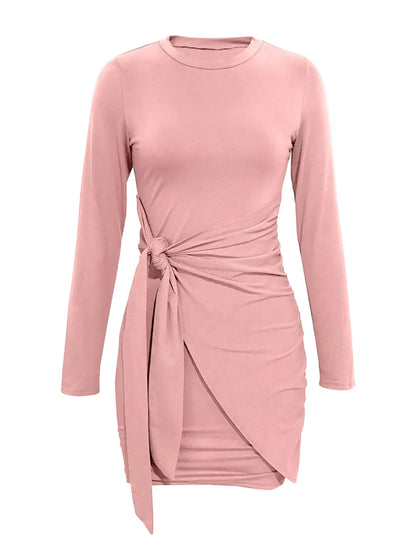 Round Neck Long Sleeve Bodycon Dress